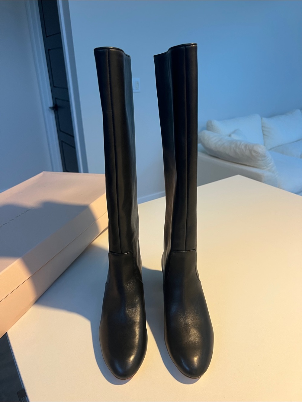 Loeffler Randall gia tall black leather knee high block heeled boots size 6.5 - Picture 14 of 15